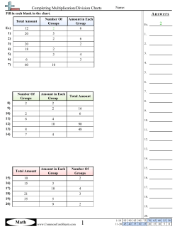 Completing Multiplication/Division Charts