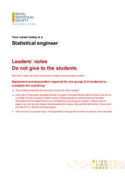 Statistical engineer Leaders` notes Do not give to the students