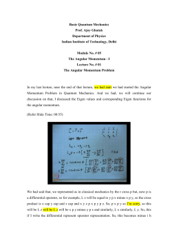 Basic Quantum Mechanics Prof. Ajoy Ghatak Department of Physics