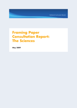 Framing Paper Consultation Report: The Sciences