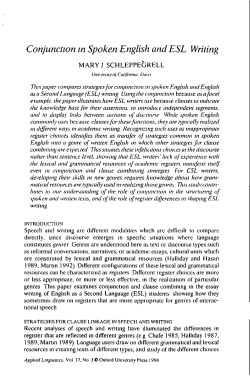 Conjunction in Spoken English and ESL Writing