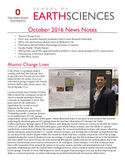 Oct. 2016  - School of Earth Sciences