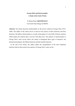 1 George Eliot and Intertextuality: A Study of her Early Works Pr