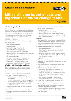 Lifting children in/out of cots and highchairs or on/off change tables
