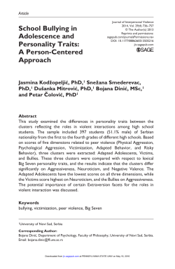 School Bullying in Adolescence and Personality Traits: A Person