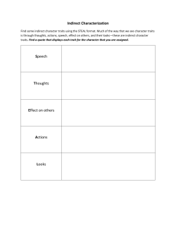 Indirect Characterization Speech Thoughts Effect on others Actions