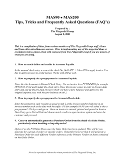 MAS90 &bull; MAS200 Tips, Tricks and Frequently Asked Questions