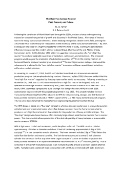 The High Flux Isotope Reactor Past, Present, and Future M. B. Farrar