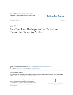 Anti-Trust Law: The Impact of the Cellophane Case on the Concept