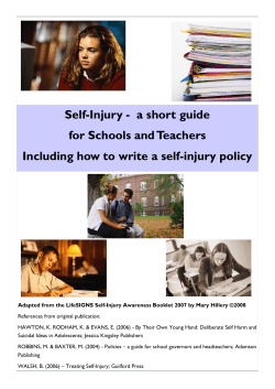 Self-Injury - a short guide for Schools and Teachers