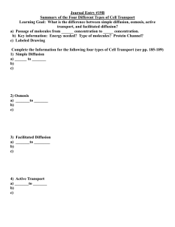 Journal Entry #19B Summary of the Four Different Types of Cell