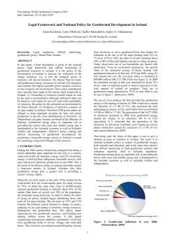 Legal Framework and National Policy for Geothermal Development