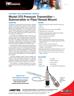 Product Data Model 375 Pressure Transmitter &ndash; Submersible or