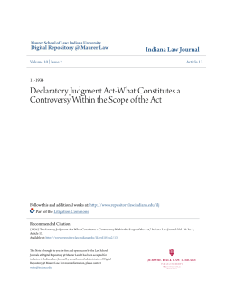 Declaratory Judgment Act-What Constitutes a Controversy Within