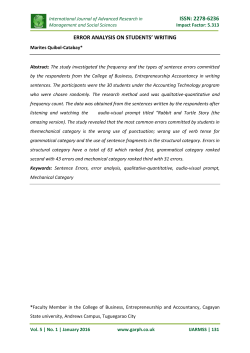 ISSN: 2278-6236 ERROR ANALYSIS ON STUDENTS` WRITING