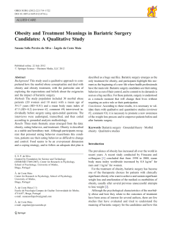 Obesity and Treatment Meanings in Bariatric Surgery Candidates: A