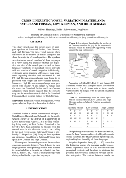 CROSS-LINGUISTIC VOWEL VARIATION IN SATERLAND