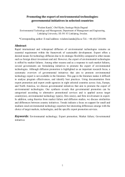 Promoting the export of environmental technologies