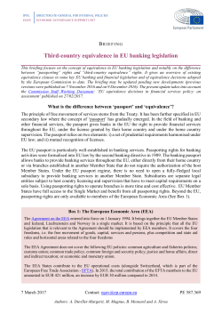 Third-country equivalence in EU banking legislation