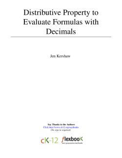 1 Distributive Property to Evaluate Formulas with Decimals