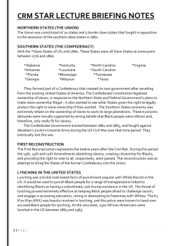 CRM STAR LECTURE BRIEFING NOTES