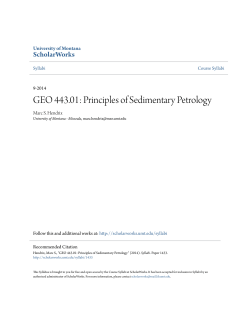 GEO 443.01: Principles of Sedimentary Petrology