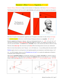 Einstein`s Most Famous Equation, E = mc2