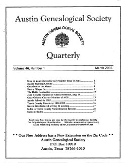 2005 #1 - Austin Genealogical Society
