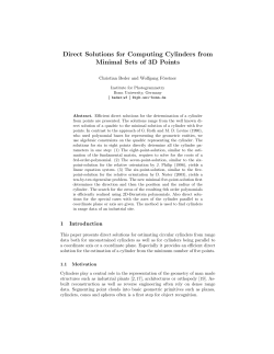 Direct Solutions for Computing Cylinders from Minimal Sets of 3D