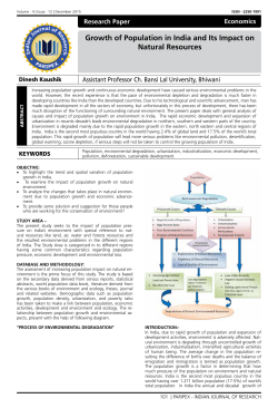 Growth of Population in India and Its Impact on Natural Resources