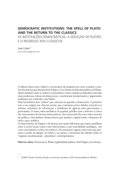 DEMOCRATIC INSTITUTIONS: THE SPELL OF PLATO AND THE