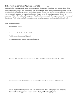 Rutherford`s Experiment Newspaper Article