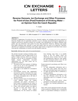 Reverse Osmosis, Ion Exchange and Other Processes for Point-of-Use
