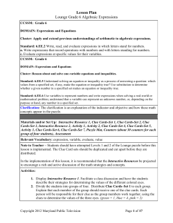 Lesson Plan Lounge Grade 6 Algebraic Expressions