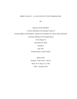 BORN TO RAGE? : A CASE STUDY OF THE WARRIOR GENE BY
