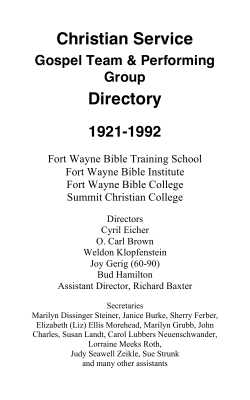 Christian Service Performing Groups Directory.