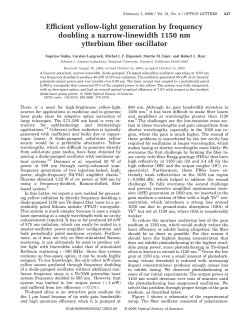 Efficient yellow-light generation by frequency doubling