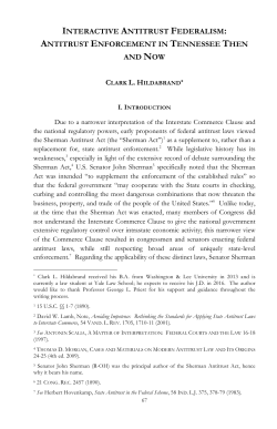 Antitrust Enforcement in Tennessee Then and Now
