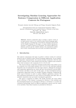 Investigating Machine Learning Approaches for Sentence