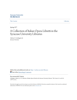 A Collection of Italian Opera Libretti in the Syracuse