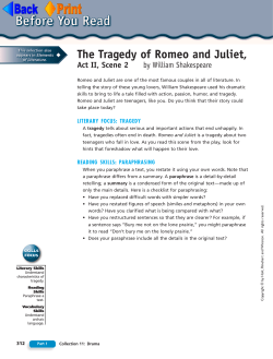 The Tragedy of Romeo and Juliet
