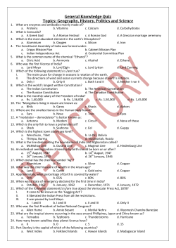 General Knowledge Quiz Topics: Geography, History, Politics and