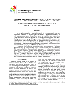 Palaeontologia Electronica GERMAN PALEONTOLOGY IN THE