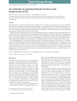An estimate of potential threats levels to soil biodiversity in EU