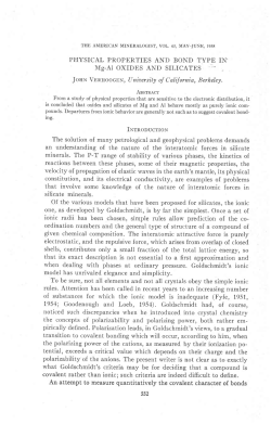 PHYSICAL PROPERTIES AND BOND TYPE I\T` Mg