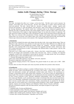 Amino Acids Changes during Citrus Storage