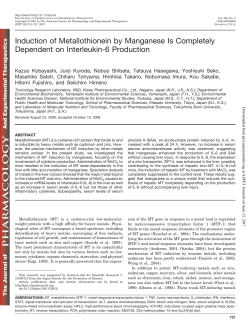 Induction of Metallothionein by Manganese Is Completely