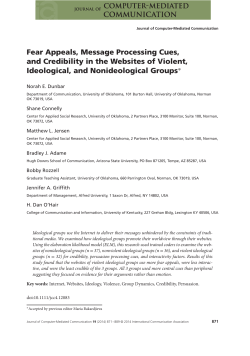 Fear Appeals, Message Processing Cues, and Credibility in the