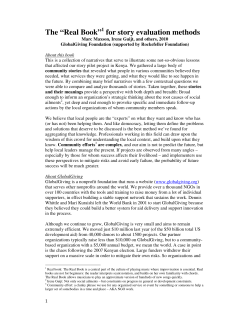 The &ldquo;Real Book&rdquo; for story evaluation methods