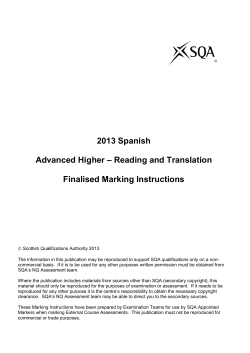 2013 Spanish Advanced Higher &ndash; Reading and Translation